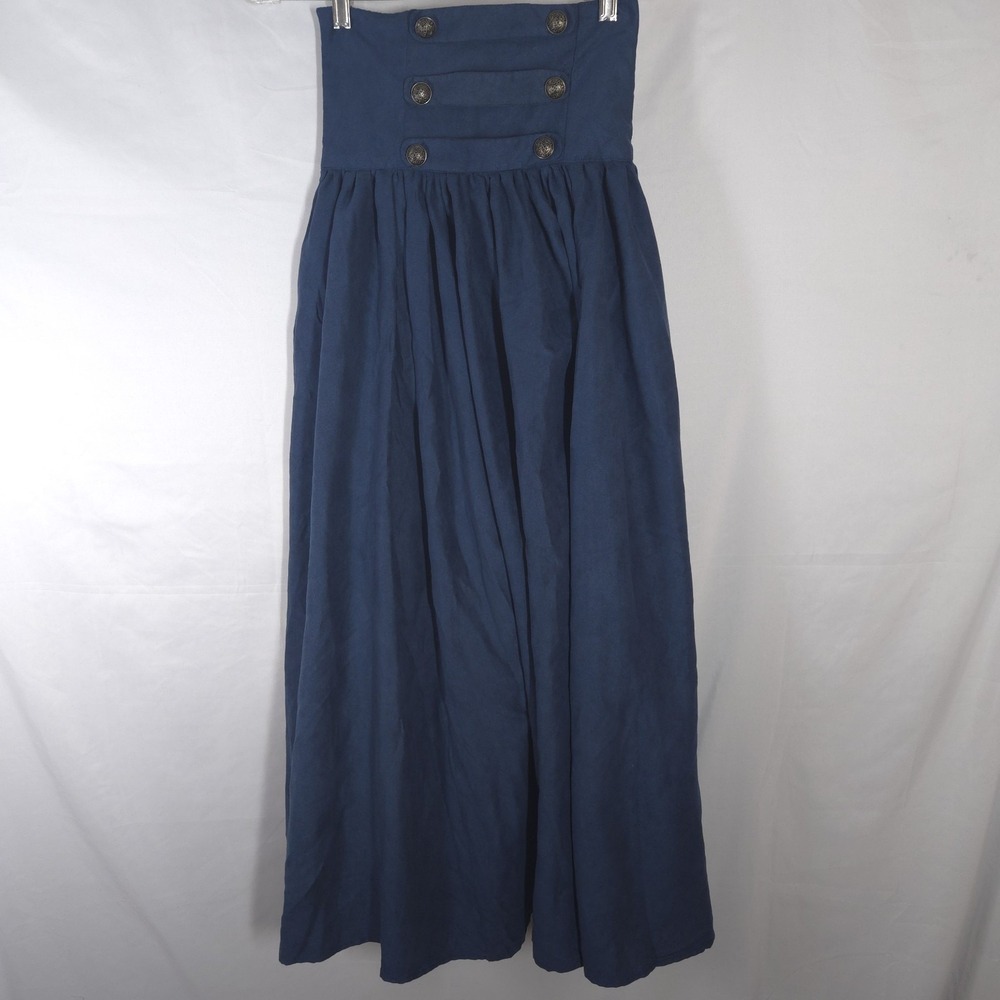 Blue Steampunk Gothic High Waist Corset LaceUp Back Maxi Walking Skirt Womens XS
